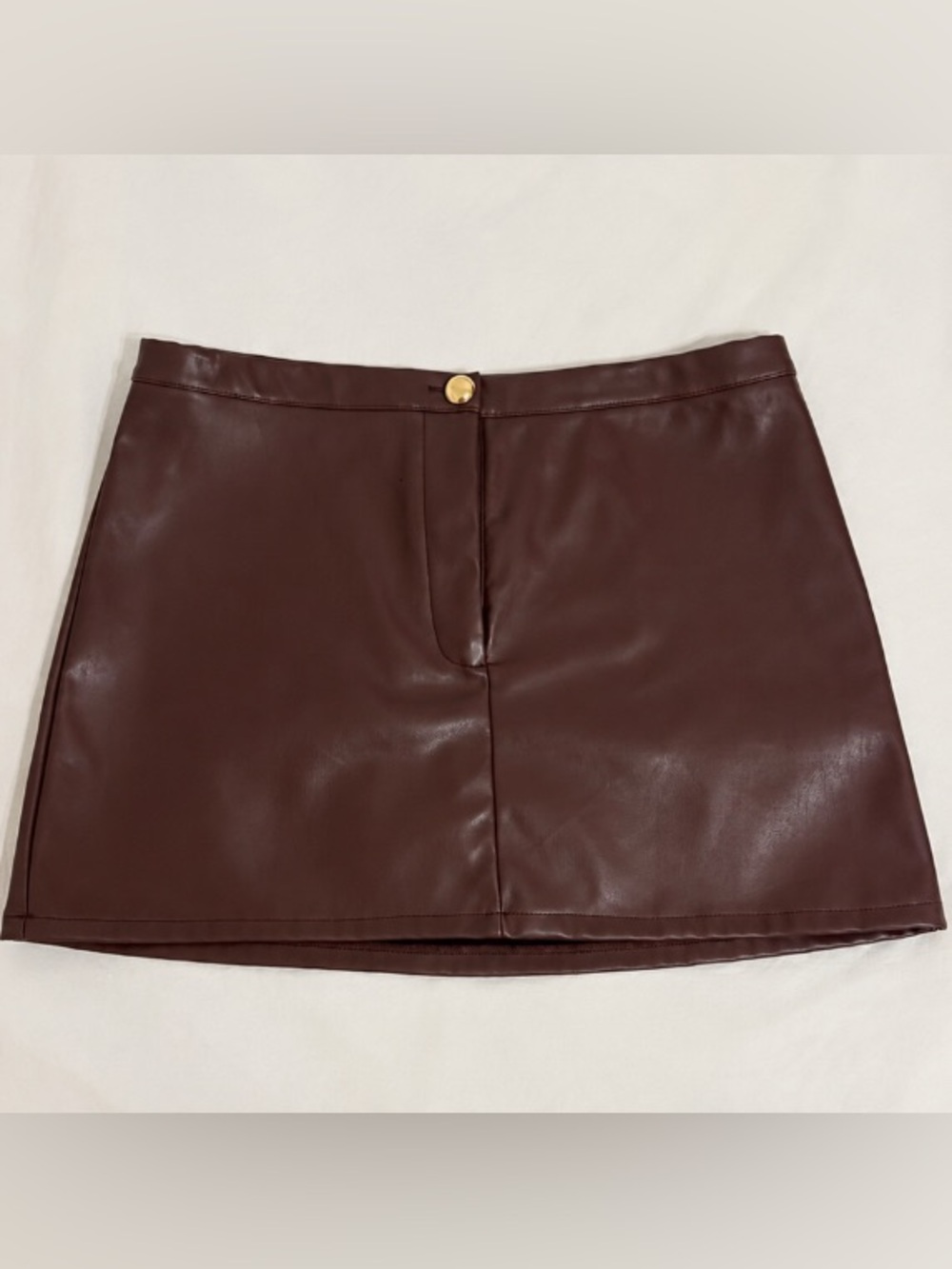 Chocolate Brown Faux Leather Mini Skirt